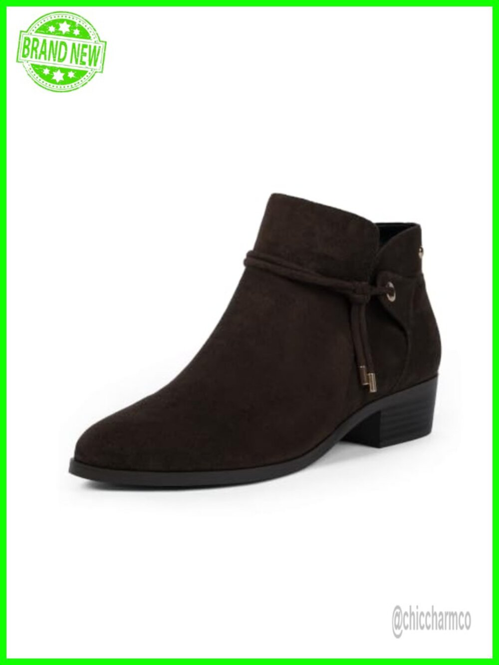 Ankle Boots Round Toe Low Heel Faux Suede Side Zip Booties